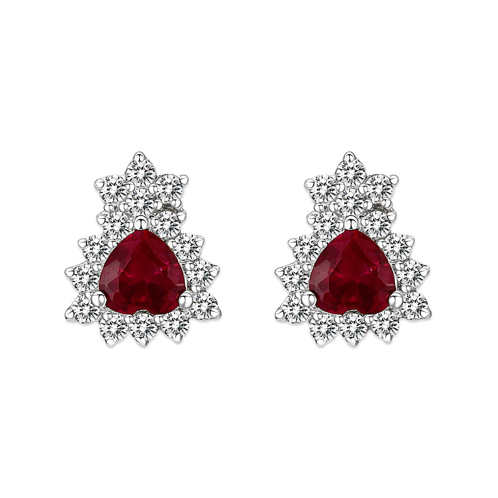 Stunning red gemstone earrings with diamond accents, perfect as gift jewelry for special occasions
