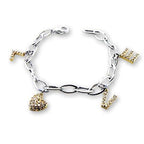 Silver Charm Bracelet with Love Letters and Heart Pendant, perfect as gift jewelry