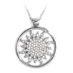 Silver Sun Necklace with Sparkling Crystals, perfect as gift jewelry for special occasions