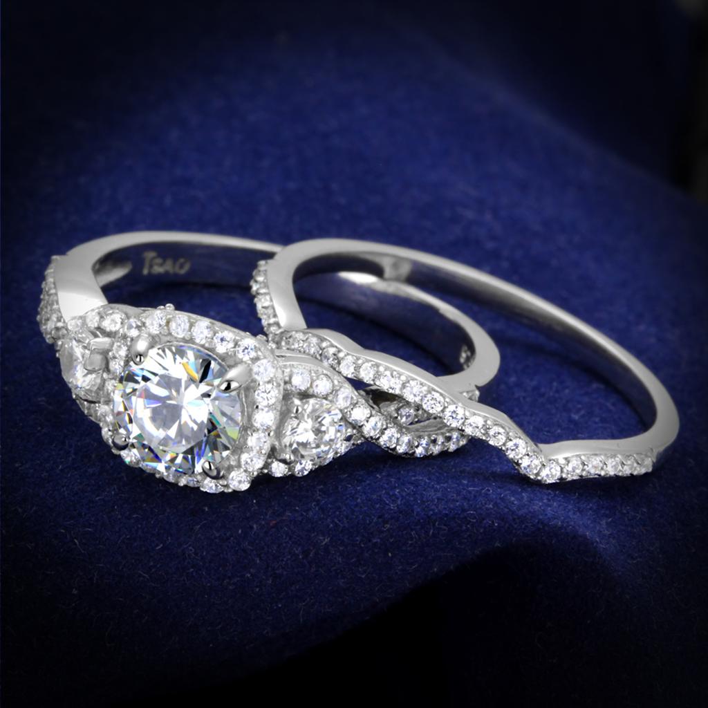 Elegant women's gift jewelry set featuring a stunning diamond ring with intricate detailing