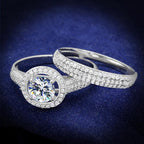 Sparkling women's gift jewelry rings with a round stone and pave setting for elegant occasions