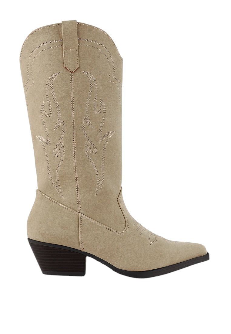 Ginni Embroidered Calf Boots