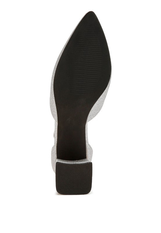 Rag Company glitter block heel sandals in silver for stylish evening wear