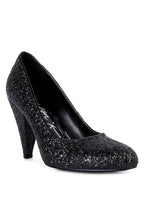 Rag Company glitter conical heel pumps in black for special occasions