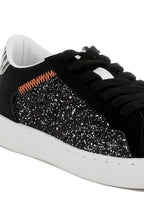 Women's glitter faux leather sneakers for stylish casual wear