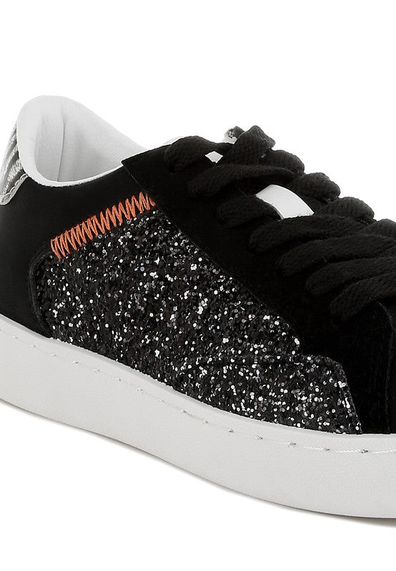 Women's glitter faux leather sneakers for stylish casual wear