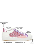 Women's glitter faux leather sneakers, stylish and perfect for casual outings