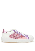 Women's glitter faux leather sneakers, stylish and comfortable for everyday wear