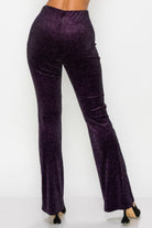 VacationGrabs glitter flare pants women clubwear in purple with sparkling texture and flared legs