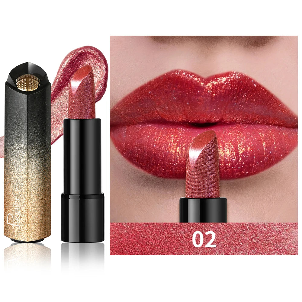 Glitter lipstick gloss in rose shade for a dazzling finish