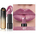 Glitter lipstick gloss in shimmering pink for a sparkling look