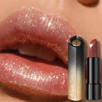 Glitter lipstick gloss in shimmering pink for a dazzling lip look