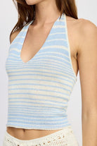 Women's Shirts - Tank Tops Glitter Yarn Halter Top With Back Tie