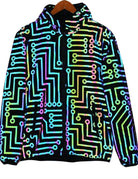 Men's VacationGrabs Jacket with Glow in the Dark Pants Design Featuring Colorful Circuit Patterns