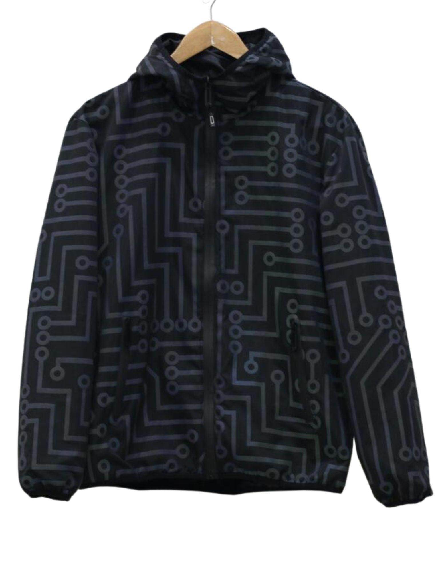 VacationGrabs Men's Jacket with Circuit Pattern, ideal for pairing with glow in the dark pants