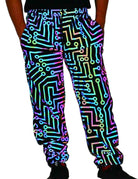Men's glow in the dark pants with circuit pattern for a vibrant night look