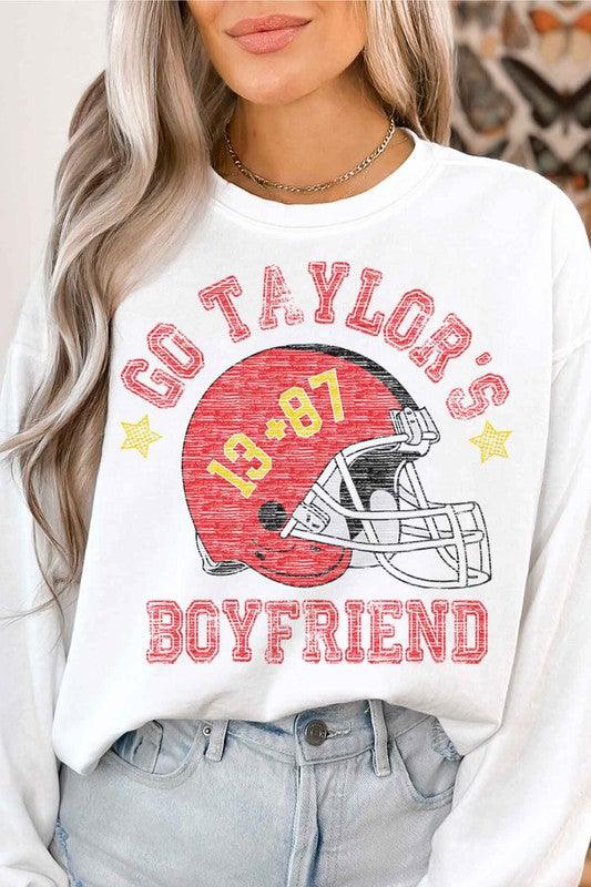 Women's Sweatshirts & Hoodies Go Taylors Boyfriend Football Graphic Sweatshirt