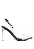 Women's Shoes - Sandals Goddess Heeled Clear Chain Slingback Sandal