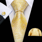 Men's gold and beige silk tie set for formal occasions