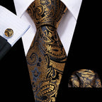 Men's gold and beige silk tie set for formal events