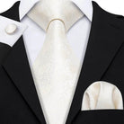 Men's gold and beige silk tie set, elegant formal wear accessory
