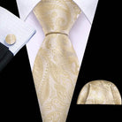 Men's gold and beige silk tie set for formal occasions