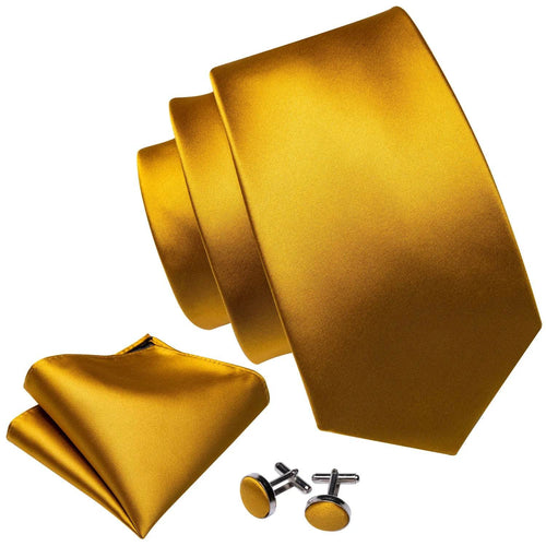 gold and beige silk tie set with cufflinks for formal occasions