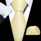 Men's gold and beige silk tie set, perfect for formal occasions