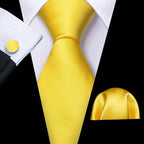 Men's gold and beige silk tie set, perfect for formal occasions