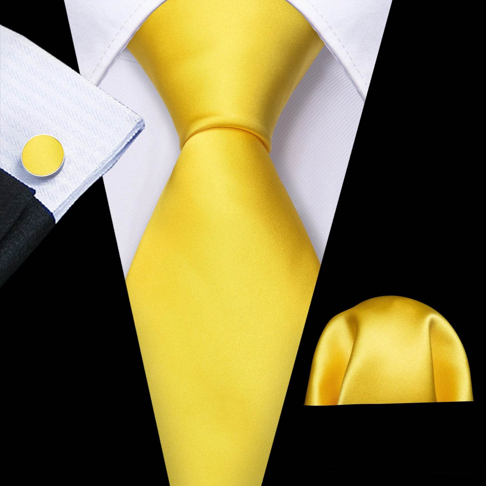 Men's gold and beige silk tie set, perfect for formal occasions