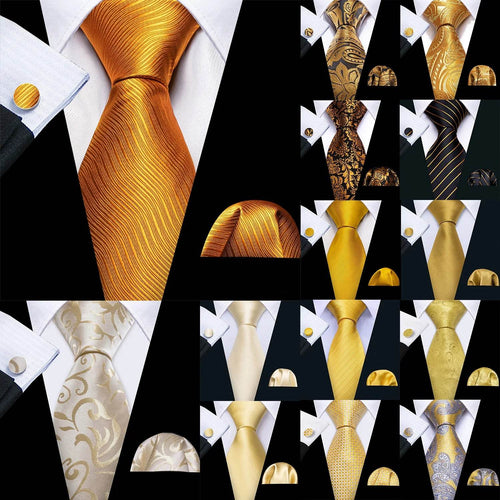 gold and beige silk tie set for formal occasions and events