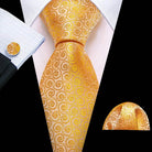 gold and beige silk tie set, perfect for formal occasions