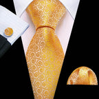 gold and beige silk tie set, perfect for formal occasions