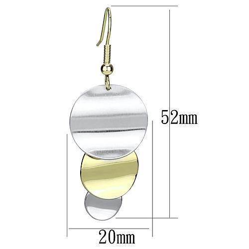 Stylish gold and rhodium dangle earrings featuring layered circular design for a modern look