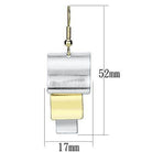 Stylish gold and rhodium iron earrings in a modern design with unique metal layering