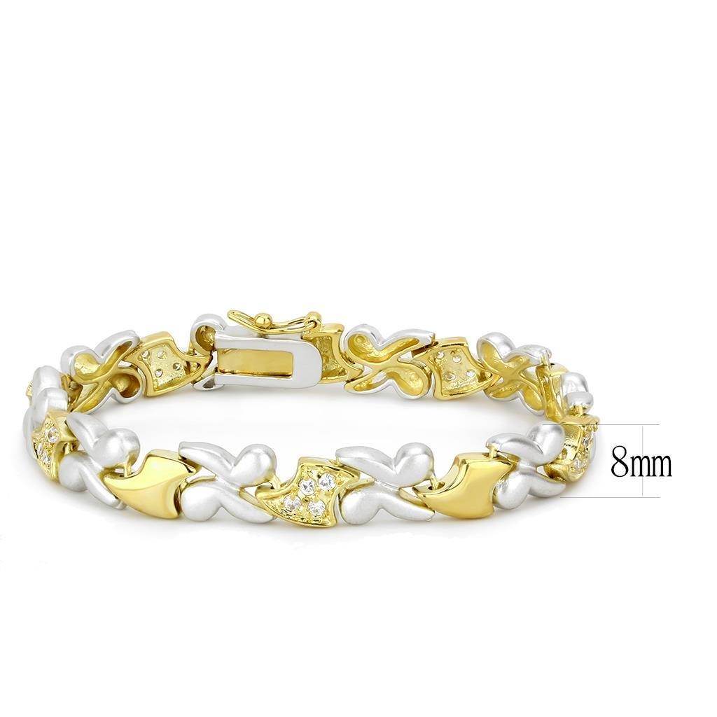 Gold and rhodium women's bracelet with intricate design and sparkling accents for elegant accessorizing