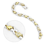 Gold and rhodium women's bracelet featuring sparkling diamond-like accents and a stylish design.