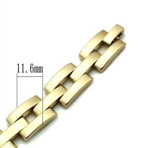 Shiny gold brass bracelet for women with modern rectangular links and a width of 11.6mm