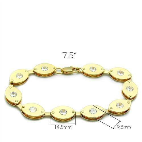 Gold brass link bracelet for women featuring sparkling stones and a stylish design, 7.5 inches long