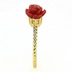 Red rose gold brass necklace for women featuring a floral design on a twisted chain