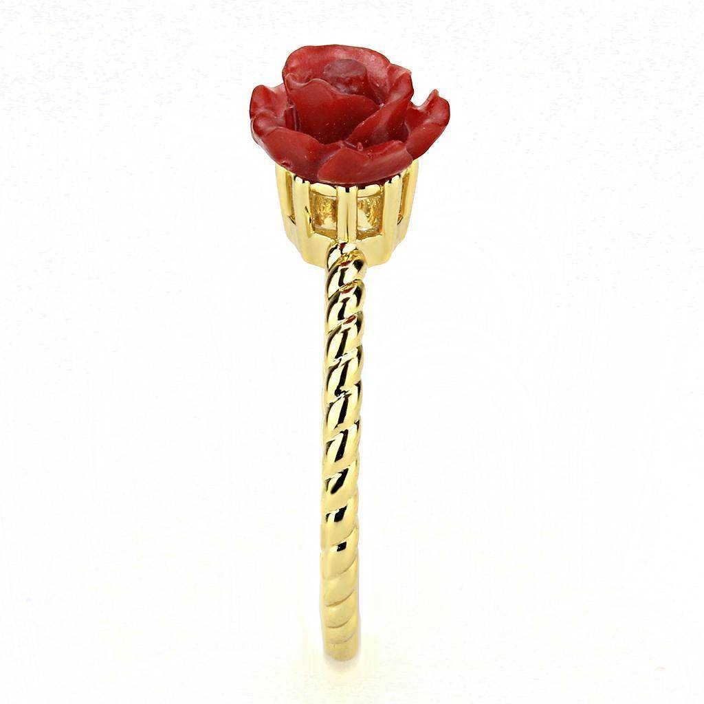 Red rose gold brass necklace for women featuring a floral design on a twisted chain