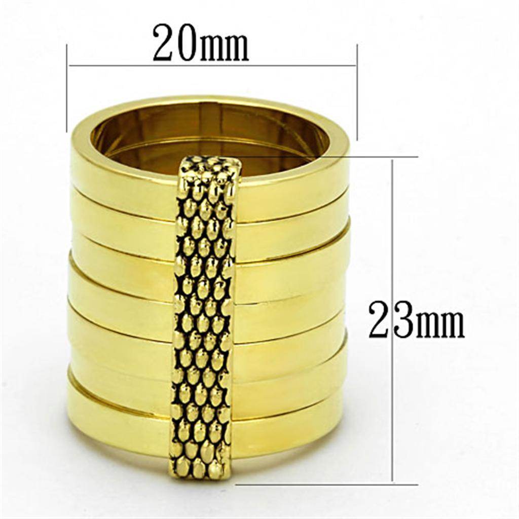 Stackable gold brass ring for women featuring a sleek design with textured accents