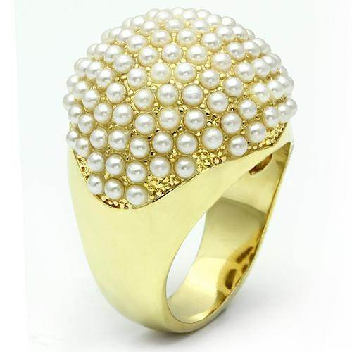 Stunning gold brass ring with synthetic pearls for an elegant and stylish look