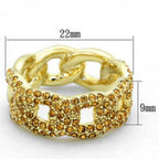 Gold brass smoked quartz ring with a chunky design featuring sparkling stones in a chain pattern