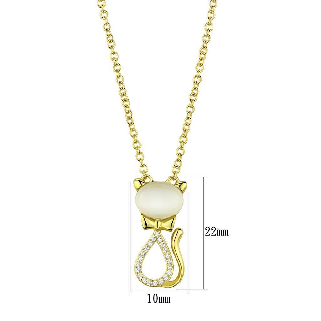 Gold cat pendant necklace for women featuring a cute cat design with sparkling details