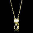 Gold cat pendant necklace for women featuring a sparkling design and elegant chain.