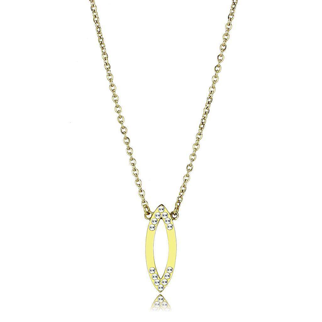 Gold chain necklace pendant featuring a stylish yellow design with clear gemstones for elegant fashion