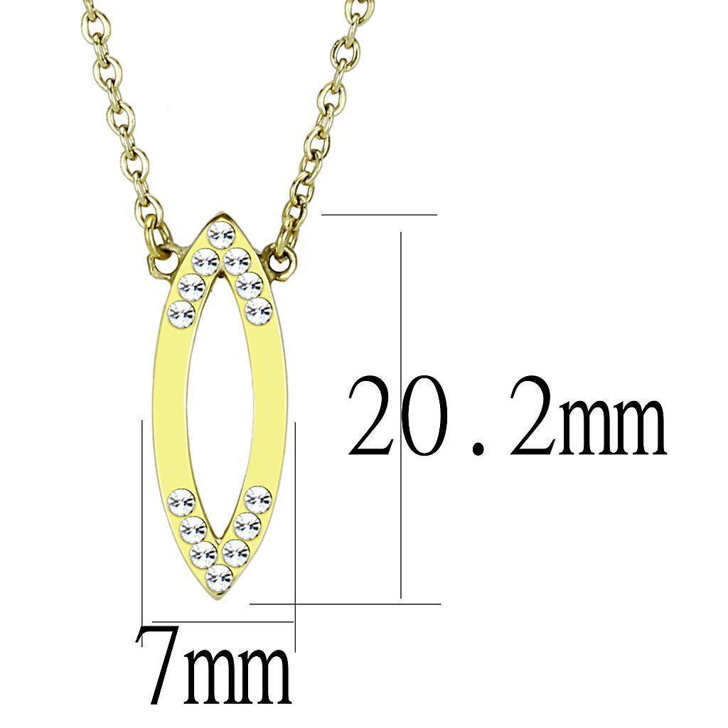 Elegant gold chain necklace pendant featuring a sparkling oval design with rhinestones