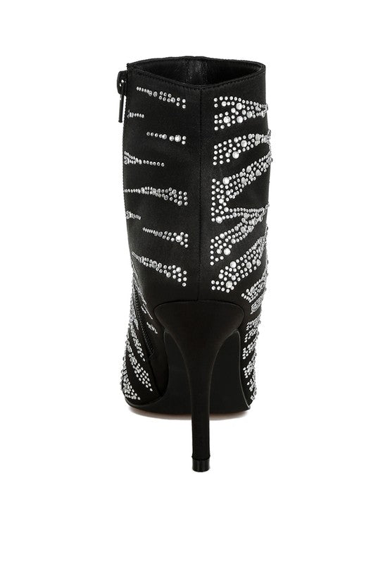 Rag Company gold embellished ankle boots with metallic detailing and a sleek high heel design