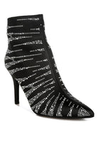 Stylish black Rag Company gold embellished ankle boots with shimmering design and pointed toe